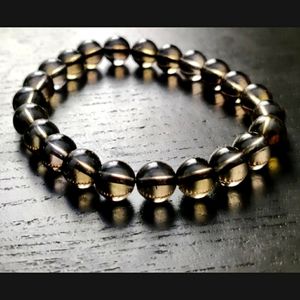 Smokey Quartz gemstone beaded stretch bracelet #022